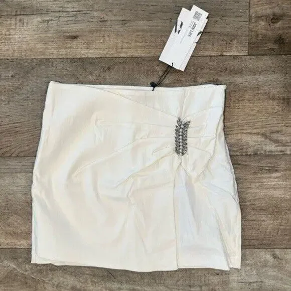 ZARA High-Waisted Oyster White Mini Skirt NWT Pearl Buckle M - Picture 15 of 16